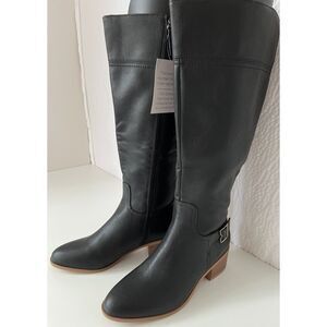 NWT Dr. Scholl's Adeline Wide Calf Tall Black Faux Leather Boots. Size 7.